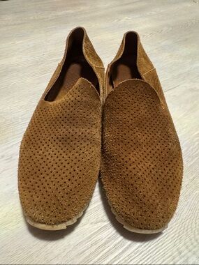 Pedro Garcia Perforated Suede Slip-On Loafers in Cognac Brown